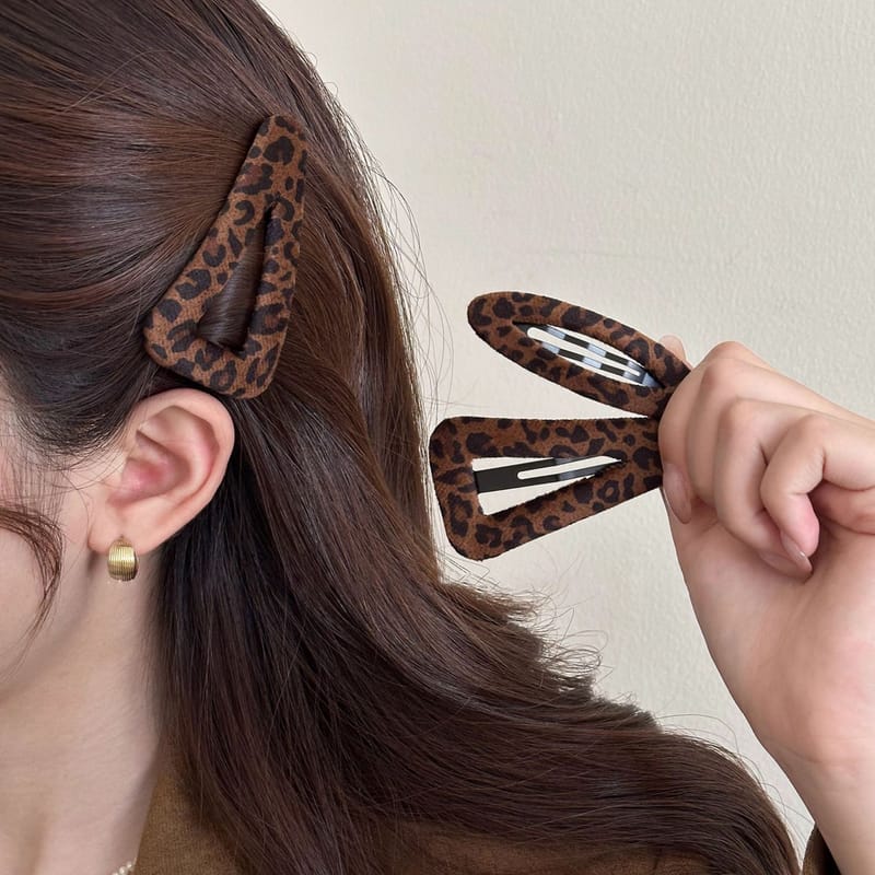Maillard Leopard Print BB Clip, Autumn Retro Side Fringe Barrette