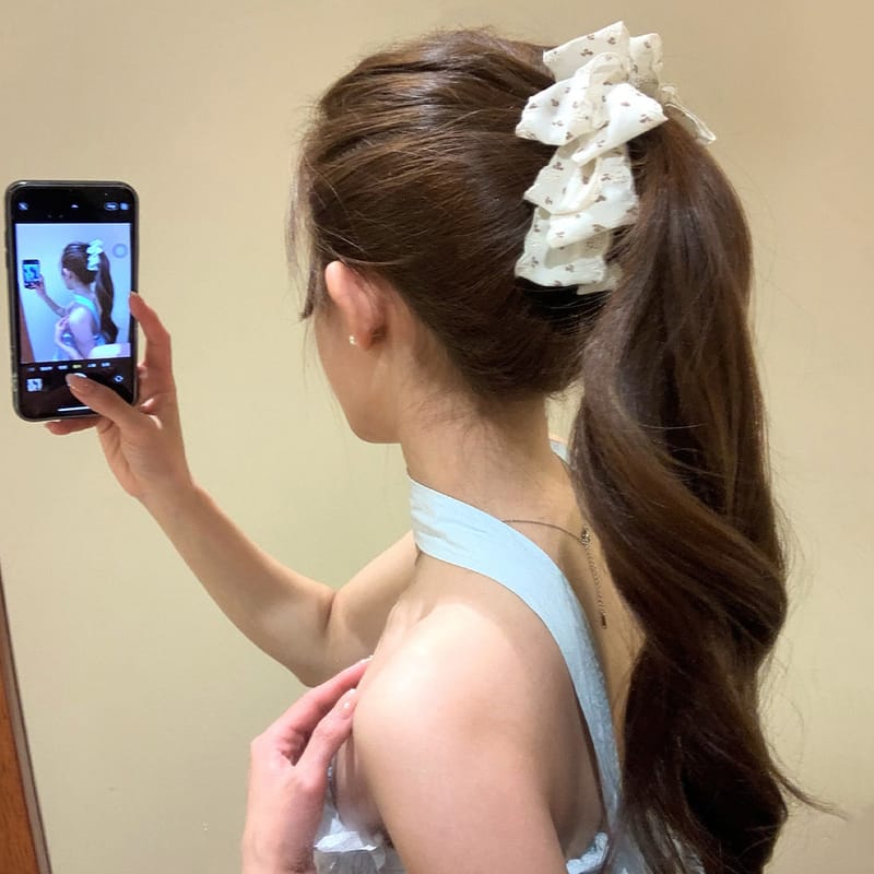 Spring Floral Bow Banana Clip, Vertical Hair Clip Clamp, Retro Ponytail Holder Claw for Thick Hair