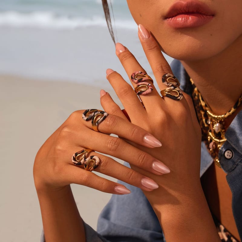 European Leopard Print Ribbon Open Ring
