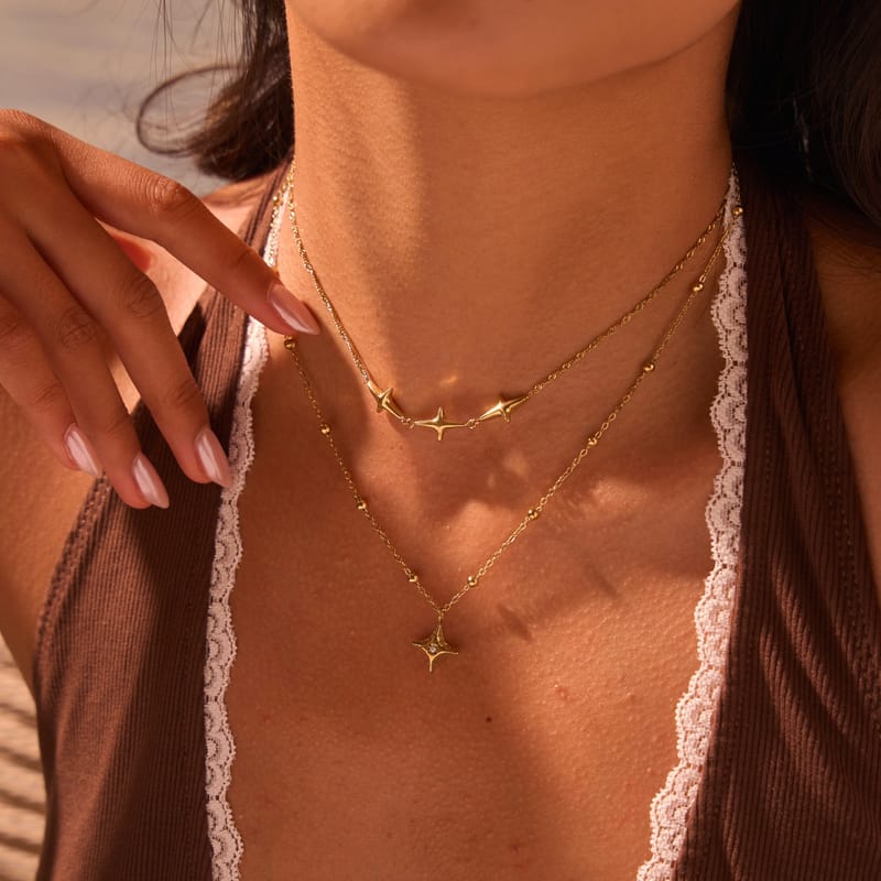 18K Gold Plated Elegant Double Layer Collarbone Necklace