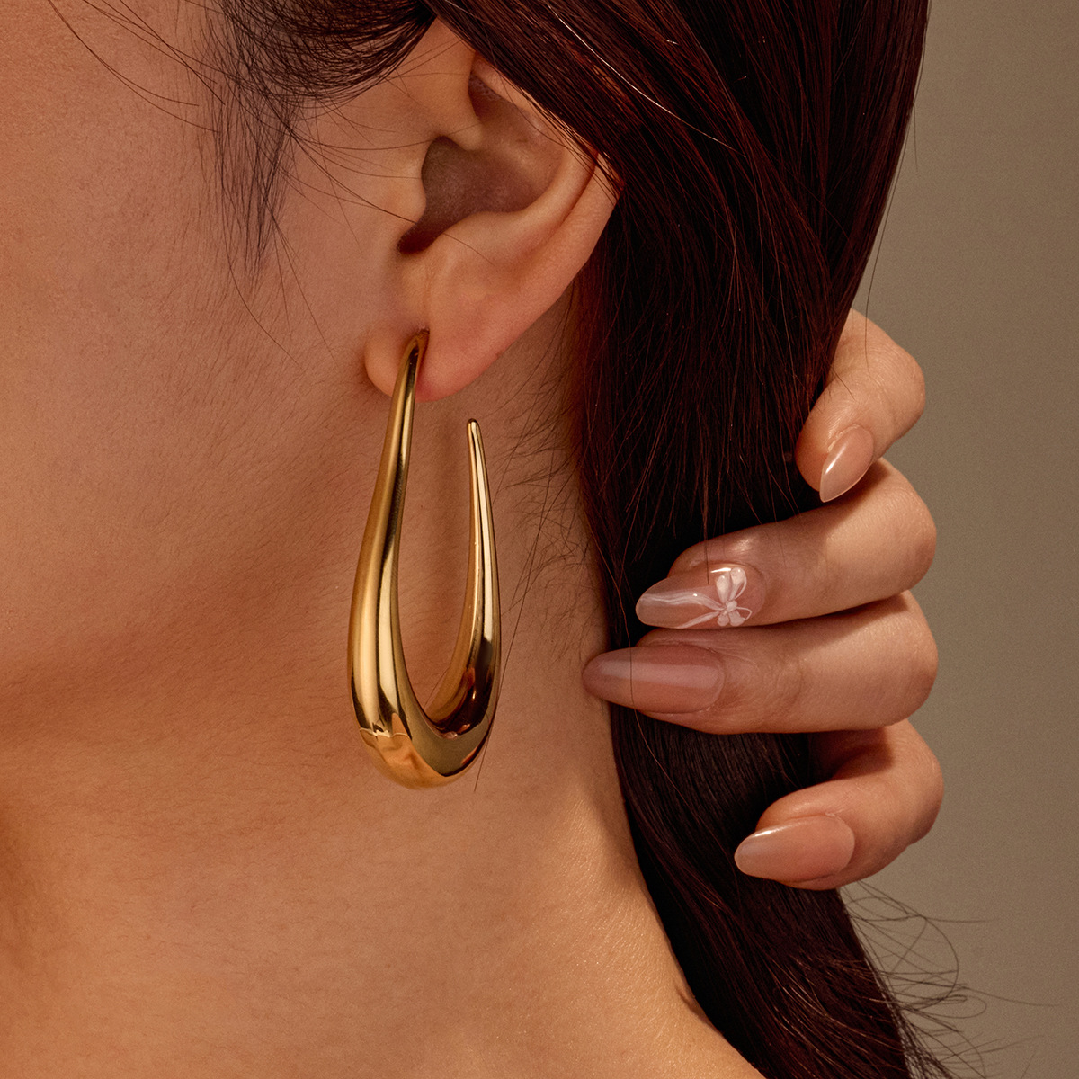 Modern Hollow U-Shaped Stainless Steel Earrings