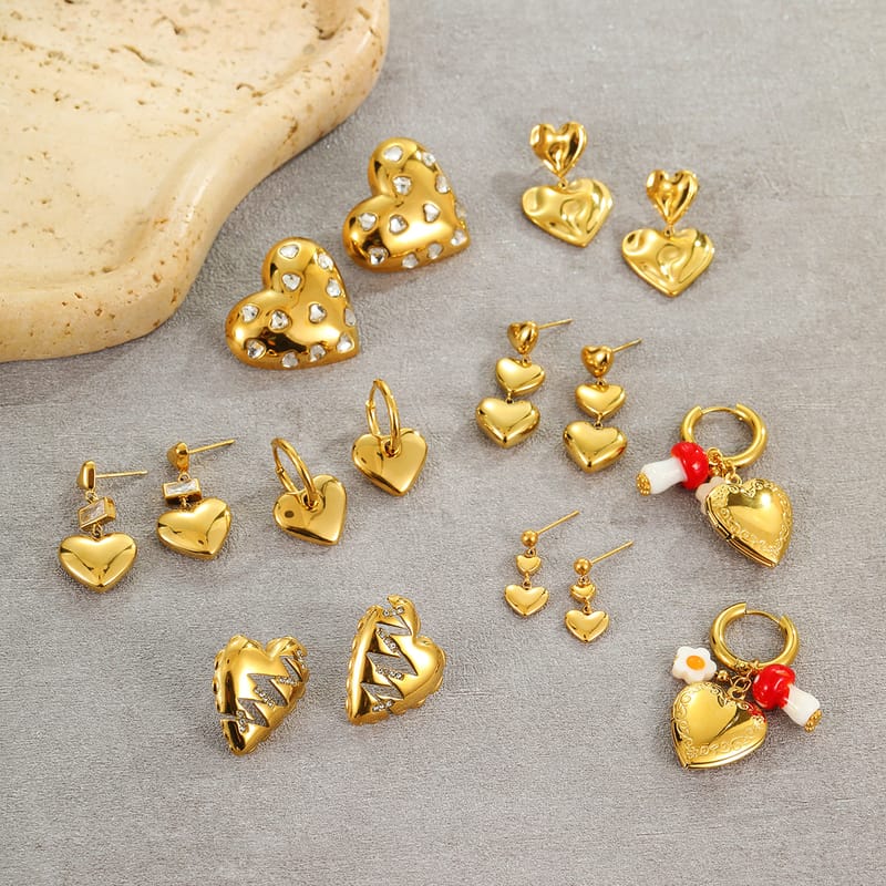 Designer Heart Earring, Sparkly Zircon Stud Earring, Cute Hypoallergenic Piercing Accessory