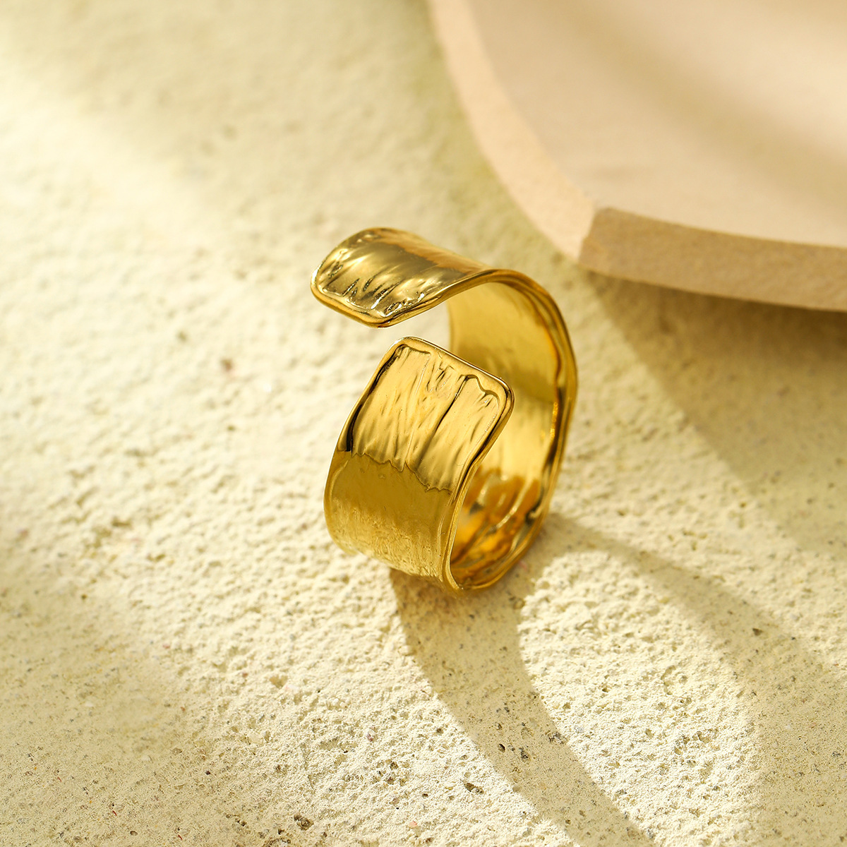 French Irregular Pleated Open Ring, Open Adjustable Ring, Stackable Zircon Band Premium Statement Jewelry